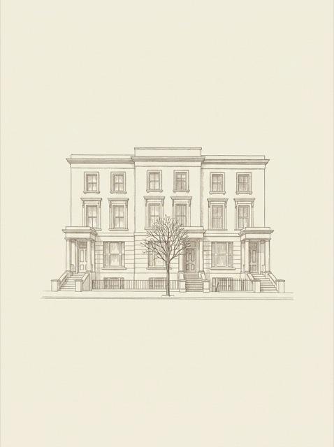 Engraved portrait of the Notting Hill terrace